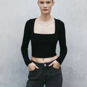 ZARA Square Neckline Copped Top